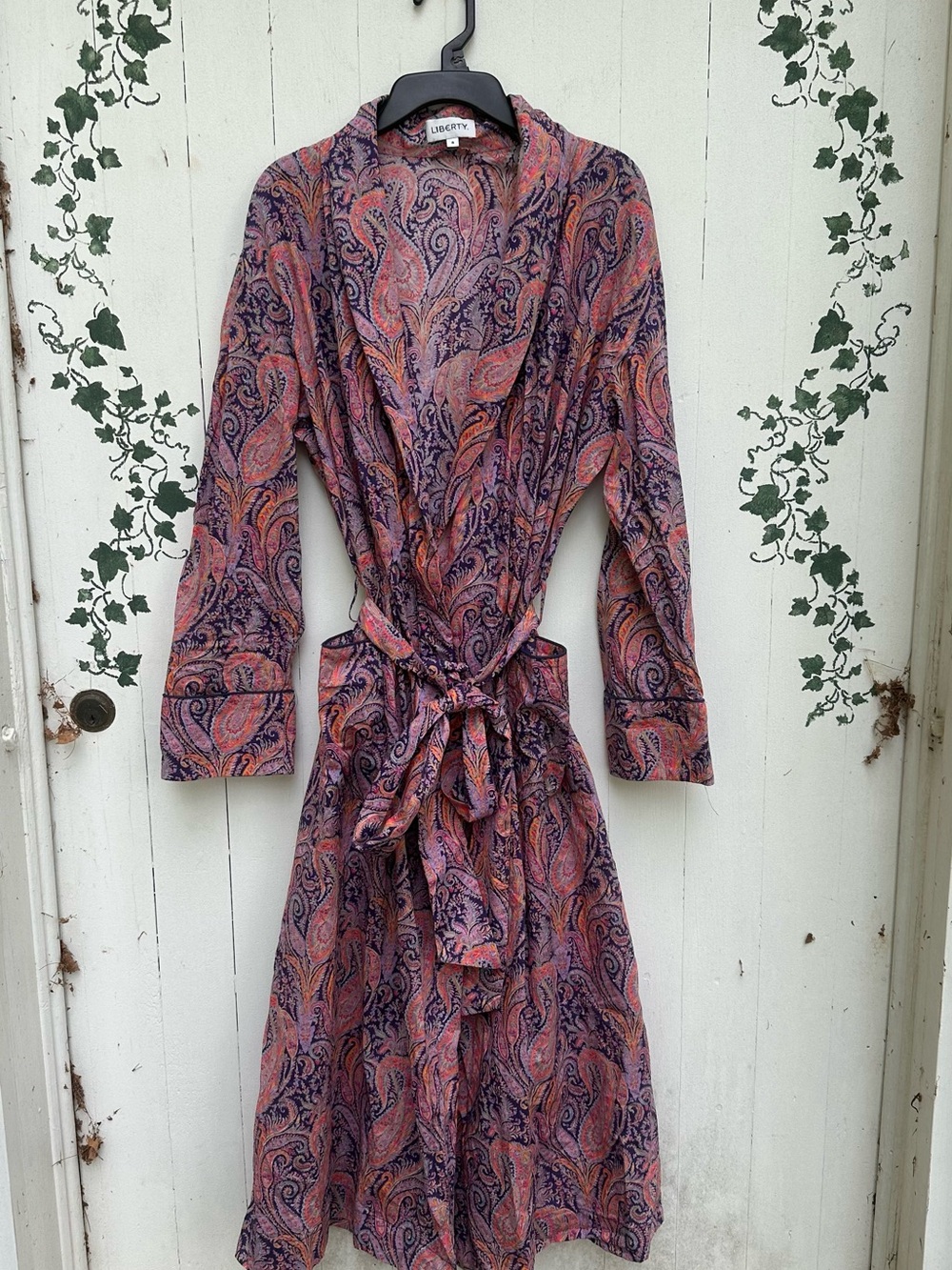 100% Cotton Paisley Pink/Purple Get Ready with Me Liberty Wrap Robe Size Sm